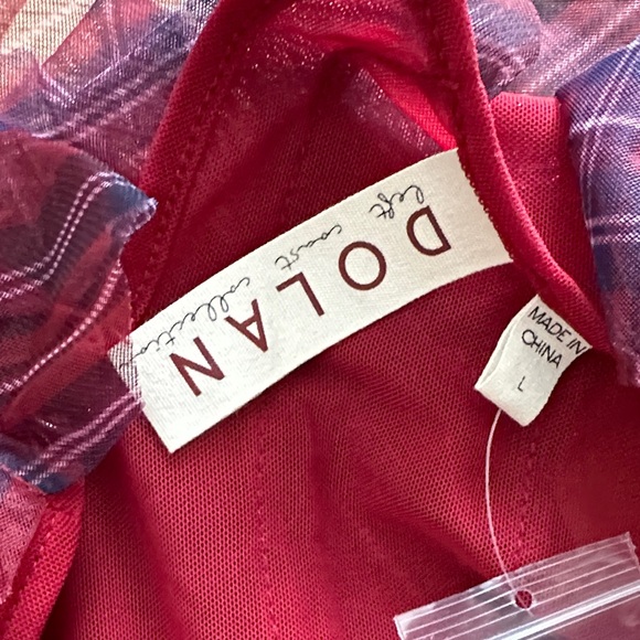 Anthropologie Dolan Left Coast Plaid Ruffle Blouse - Size L - Picture 7 of 9